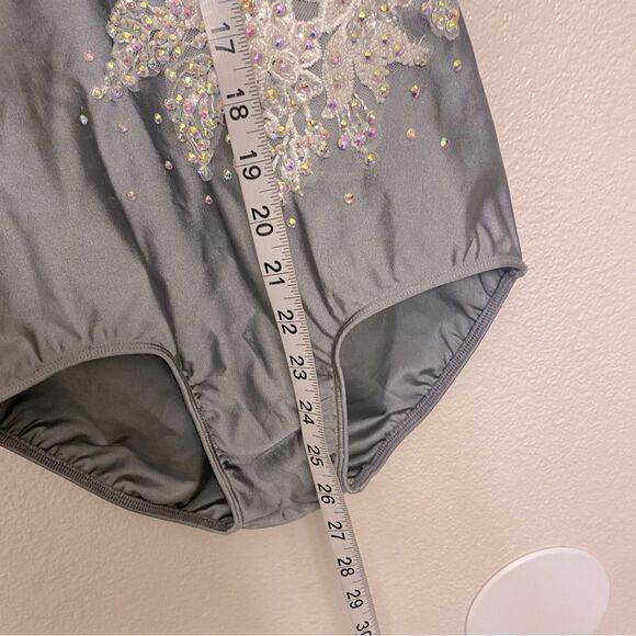 Glamour solo custom dance costume gray lyrical flutter sleeve SA-Small adult - Picture 9 of 14